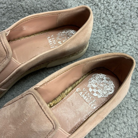 💚👖Vince Camuto Espadrilles 7.5 Loafers Slide On Suede Leather Soft Pale Pink - Picture 4 of 13